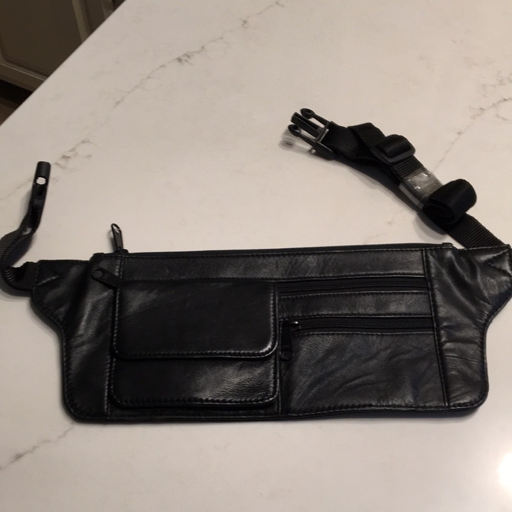 NWOT Black Leather Waist Bag